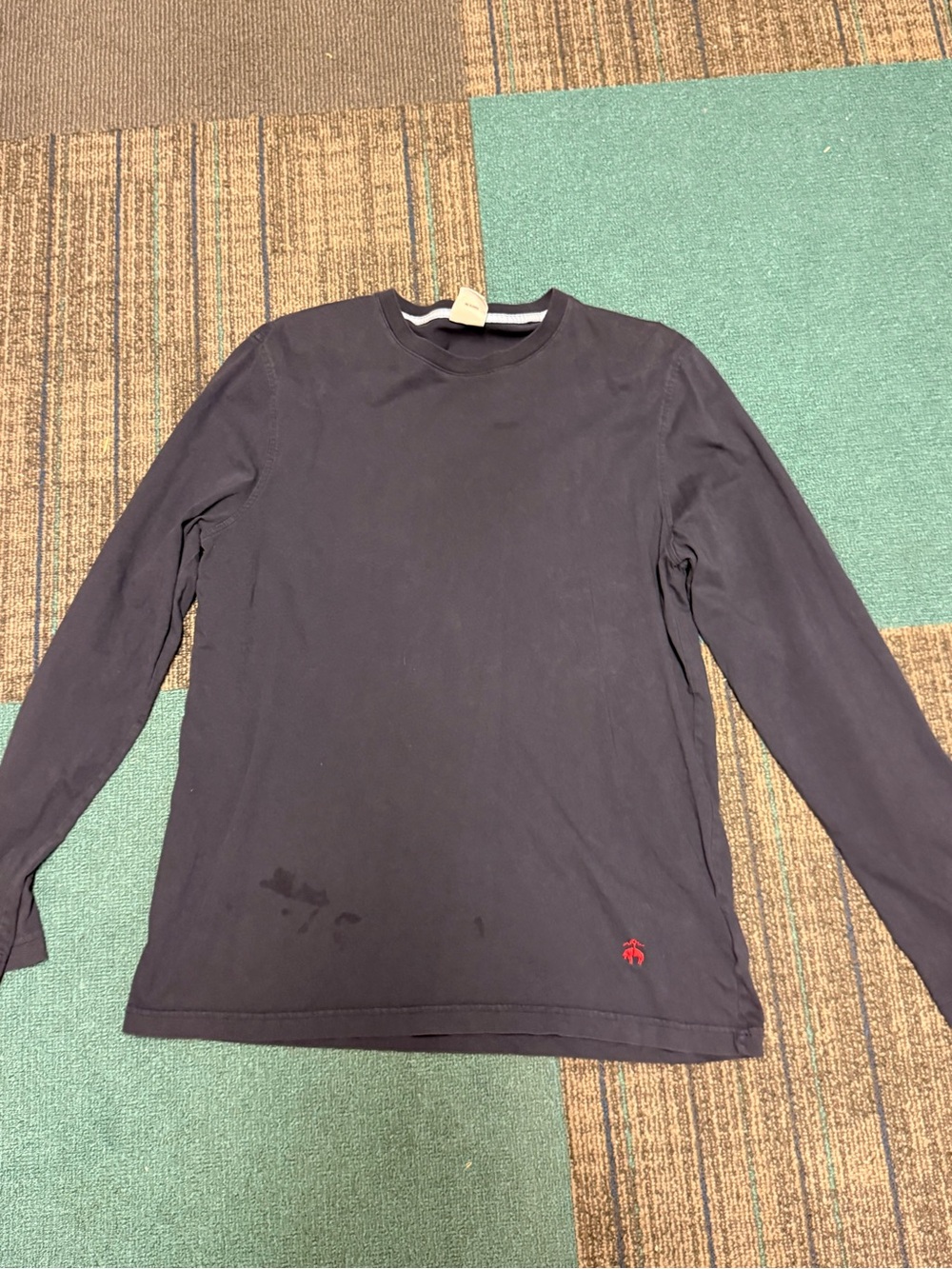Brooks Brothers Men's Long-Sleeve Black Crewneck with Red Logo